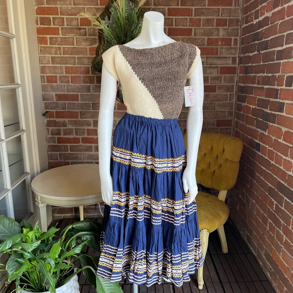 1950s Navy Blue Patio Skirt